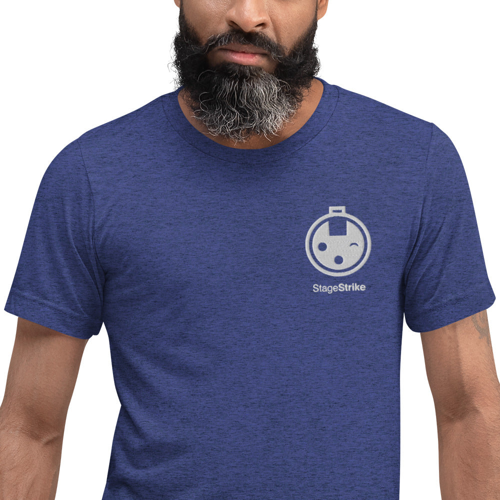 StageStrike T-Shirt — navy triblend, logo detail