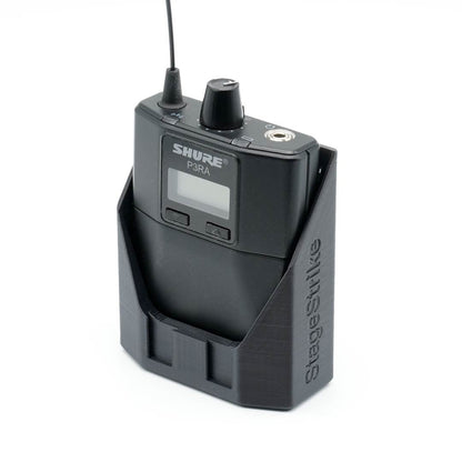 packHolder(4) holding a wireless bodypack transmitter