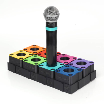 miQb(8) with color-coded identification caps — wireless mic organization