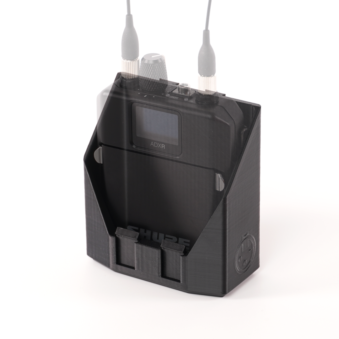 packHolder(solo) with Shure ADXR wireless bodypack transmitter