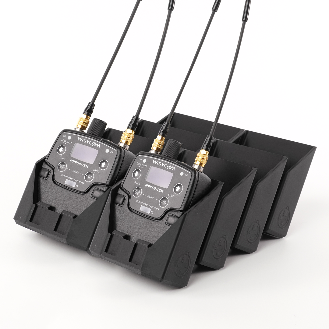 packHolder XL(8) with Wisycom wireless bodypack transmitters