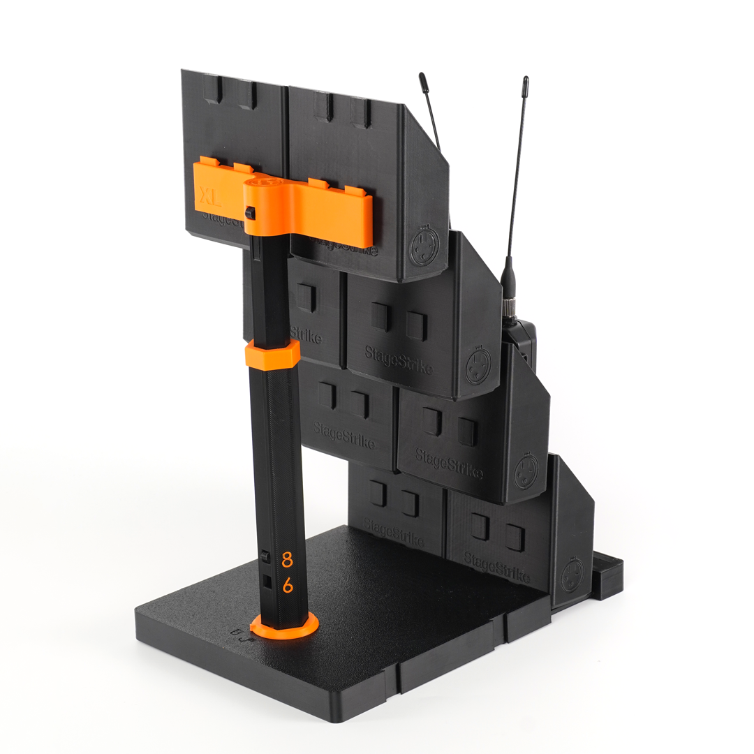 packBase XL back view — mounting structure for wireless bodypack platform