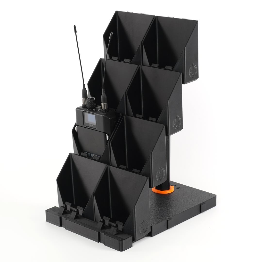 packBase XL — extra-large wireless bodypack storage platform for touring tech tables