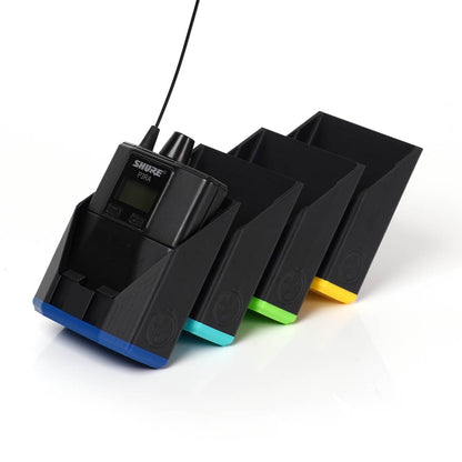 packHolder(4) with color-coded identification caps