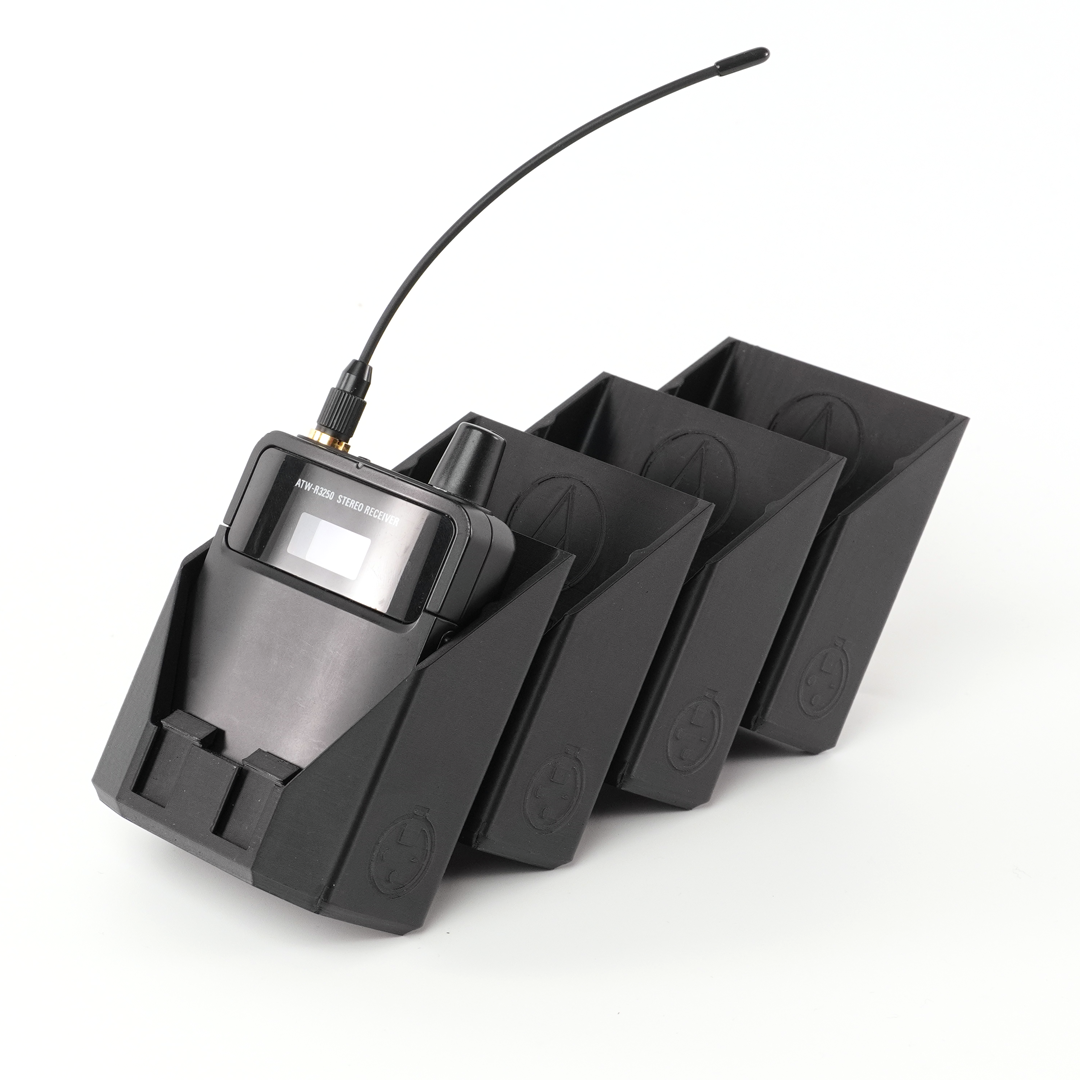packHolder(4) with Audio-Technica wireless bodypack transmitters