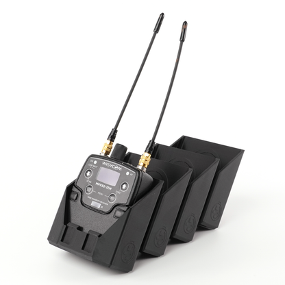 packHolder(4) with Wisycom wireless bodypack transmitters