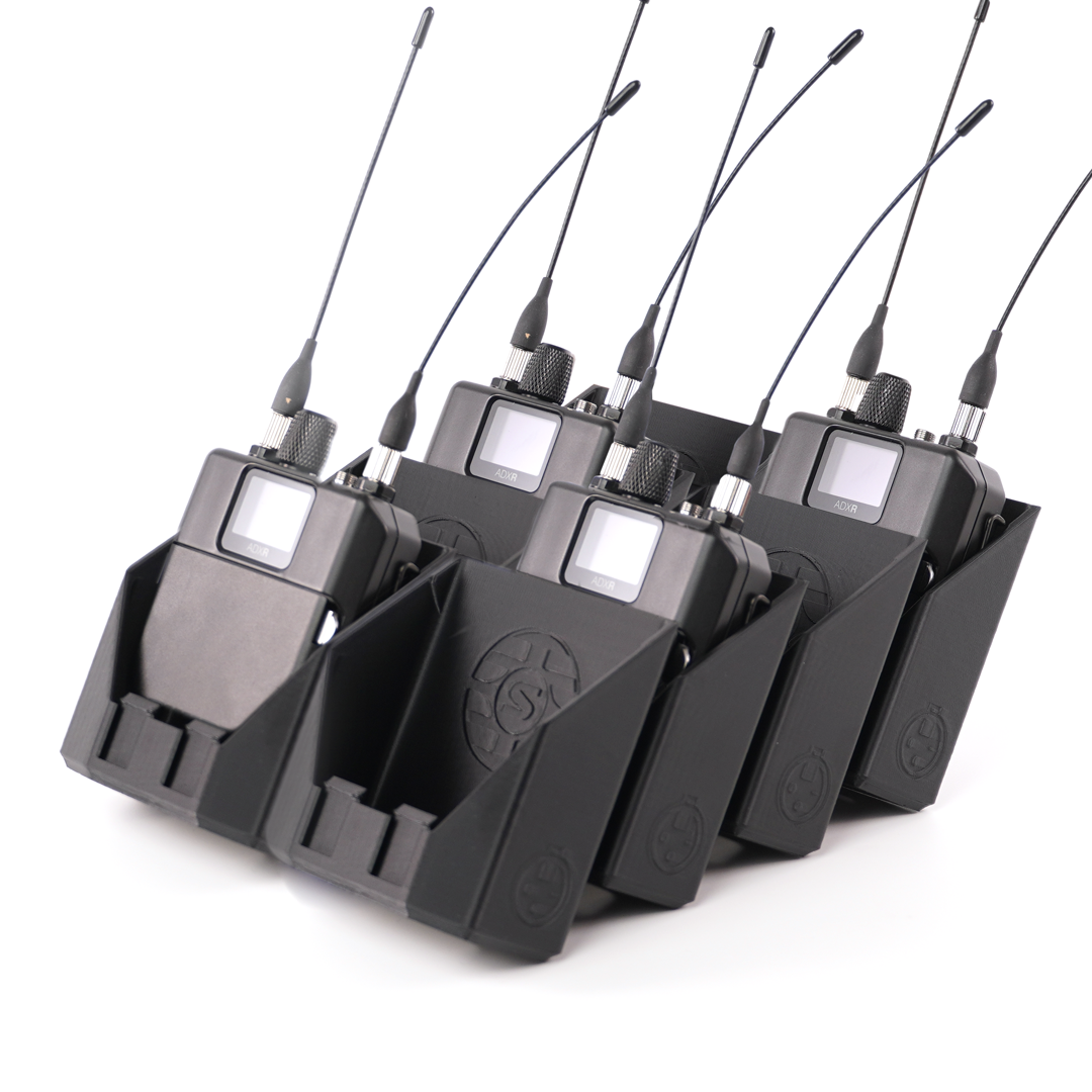 packHolder(8) with Shure ADXR wireless bodypack transmitters