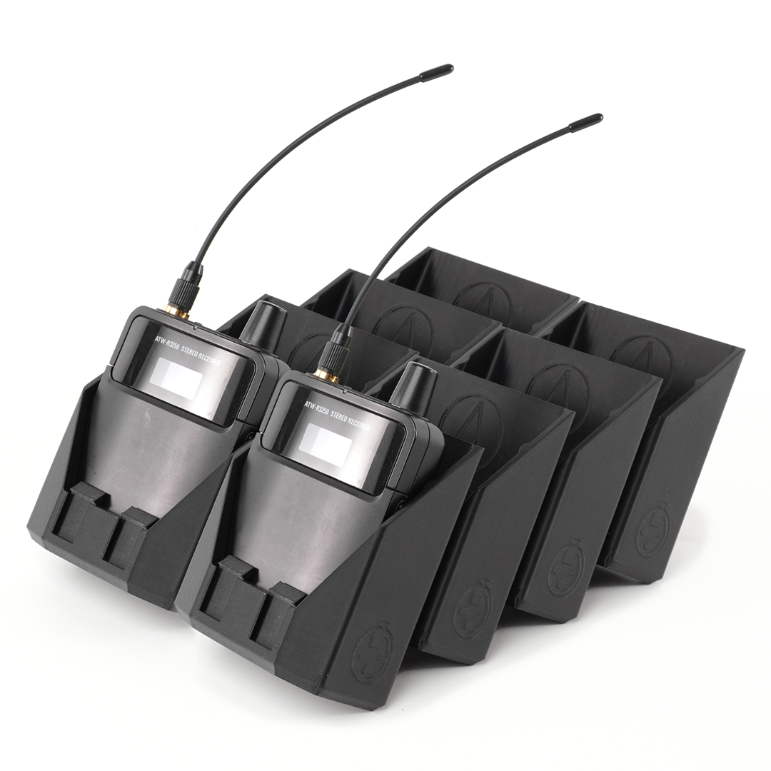 packHolder(8) with Audio-Technica wireless bodypack transmitters — variant view