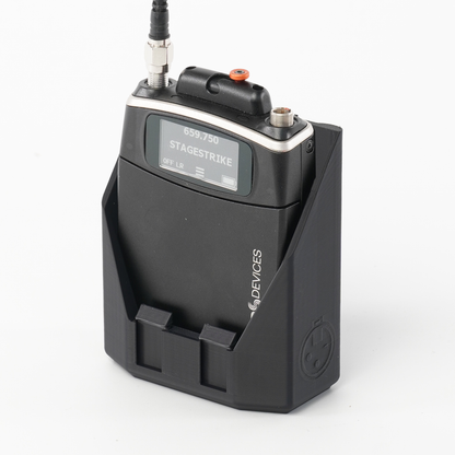 packHolder(solo) with Sound Devices AD20 wireless bodypack transmitter