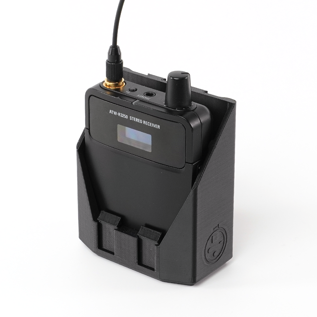 packHolder(solo) with Audio-Technica wireless bodypack transmitter