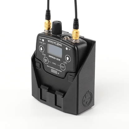 packHolder(solo) with Wisycom wireless bodypack transmitter