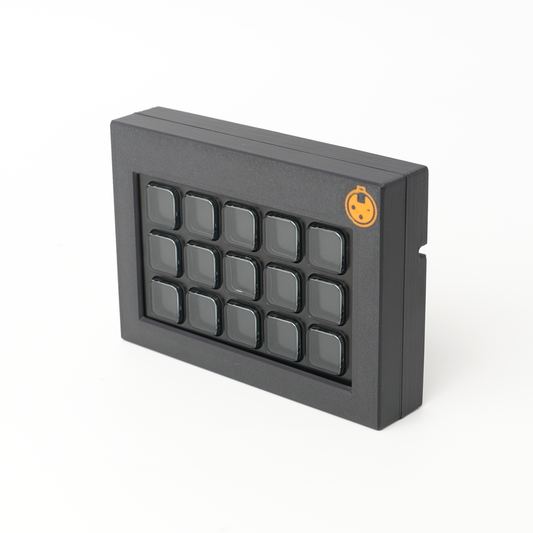 deckFrame(15) front view — mic stand mountable Stream Deck frame