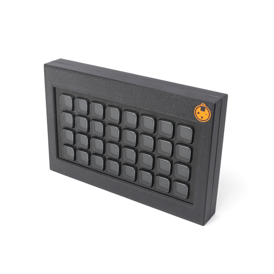 deckFrame(32) front view — mic stand mountable Stream Deck frame