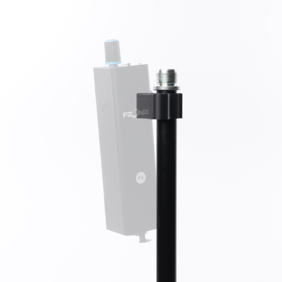 soloClip P4(4) — Mic stand mounting clip for FZone P4 wired headphone amp - P4 shown transparent