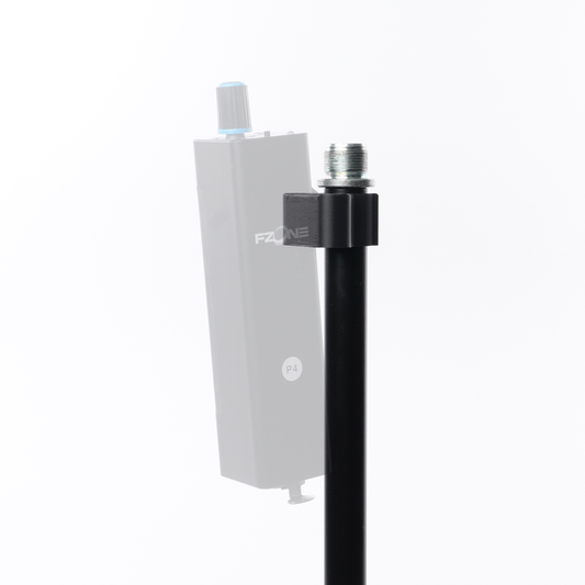 soloClip P4(4) — Mic stand mounting clip for FZone P4 wired headphone amp - P4 shown transparent