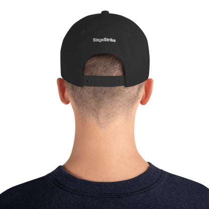 StageStrike Logo Hat — black snapback, back view