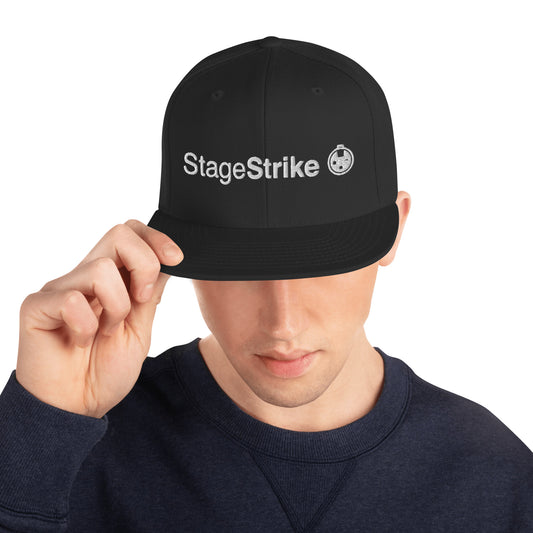 StageStrike Hat — black classic snapback, front view