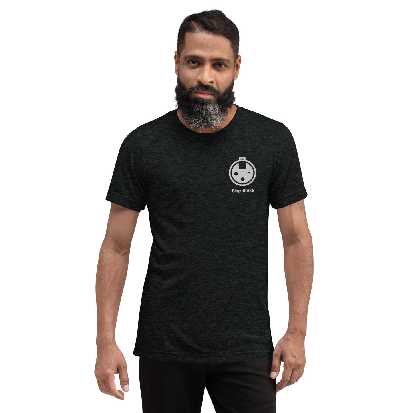 StageStrike T-Shirt — charcoal black triblend, front view