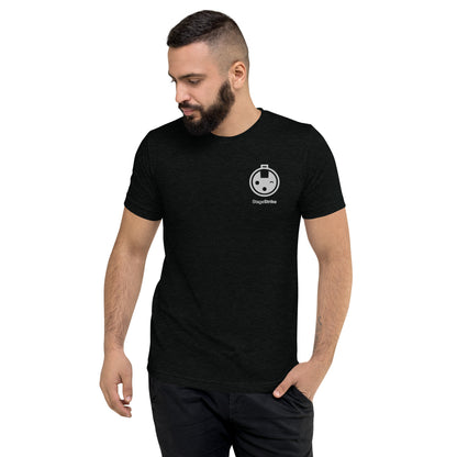 StageStrike T-Shirt — solid black triblend, front view